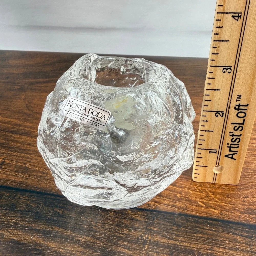 Kosta Boda Snowball Crystal Candle Holders Set of 7 Ann Wolff Sweden